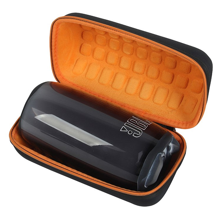 Hard EVA Shockproof Storage Box for JBL Pulse 5, Bluetooth Speaker Protective Cover Travel Carrying Bag - Black / Orange