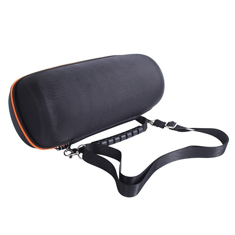 Portable Hard EVA Storage Case for JBL Pulse 5, Bluetooth Speaker Travel Carrying Bag with Shoulder Strap - Black / Orange
