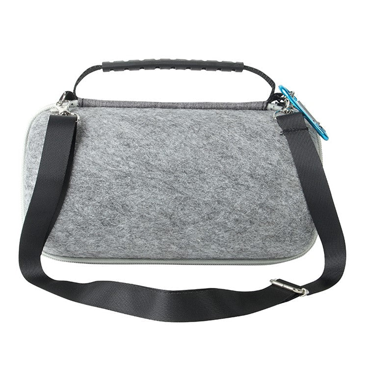 Felt Storage Bag for JBL Pulse 5 Bluetooth Speaker, Shockproof Zipper Carrying Case with Shoulder Strap and Carabiner - Grey