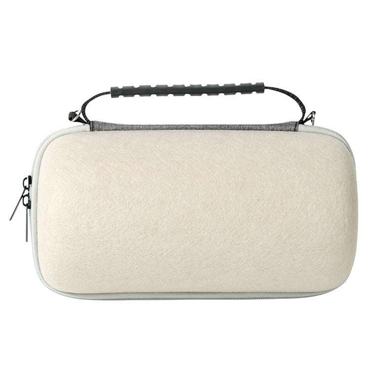 Felt Storage Bag for JBL Pulse 5 Bluetooth Speaker, Shockproof Zipper Carrying Case with Shoulder Strap and Carabiner - Apricot