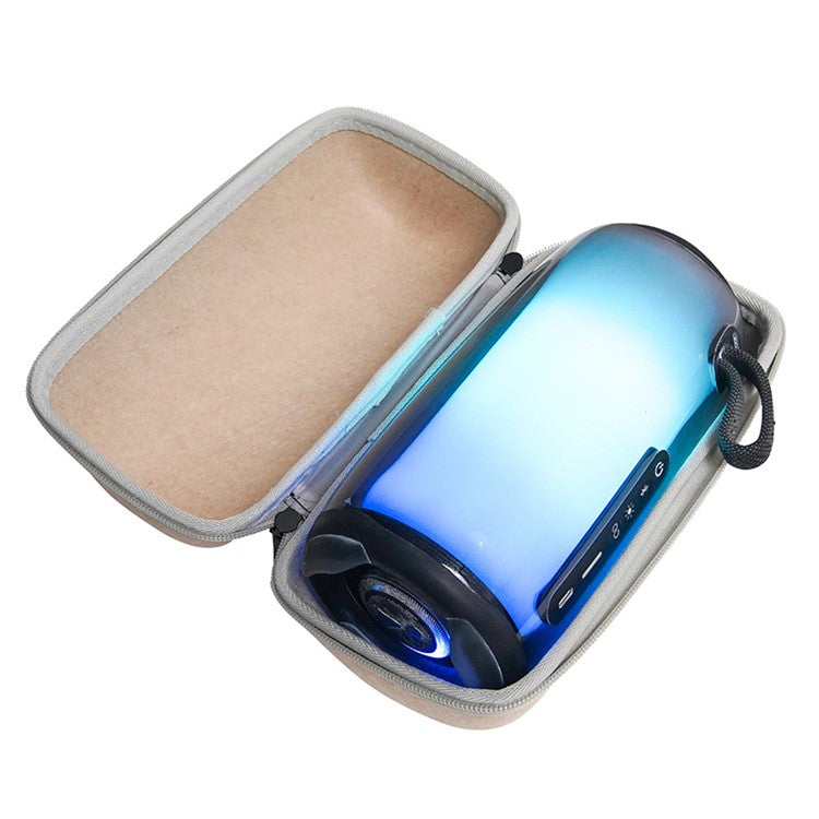 Felt Storage Bag for JBL Pulse 5 Bluetooth Speaker, Shockproof Zipper Carrying Case with Shoulder Strap and Carabiner - Apricot