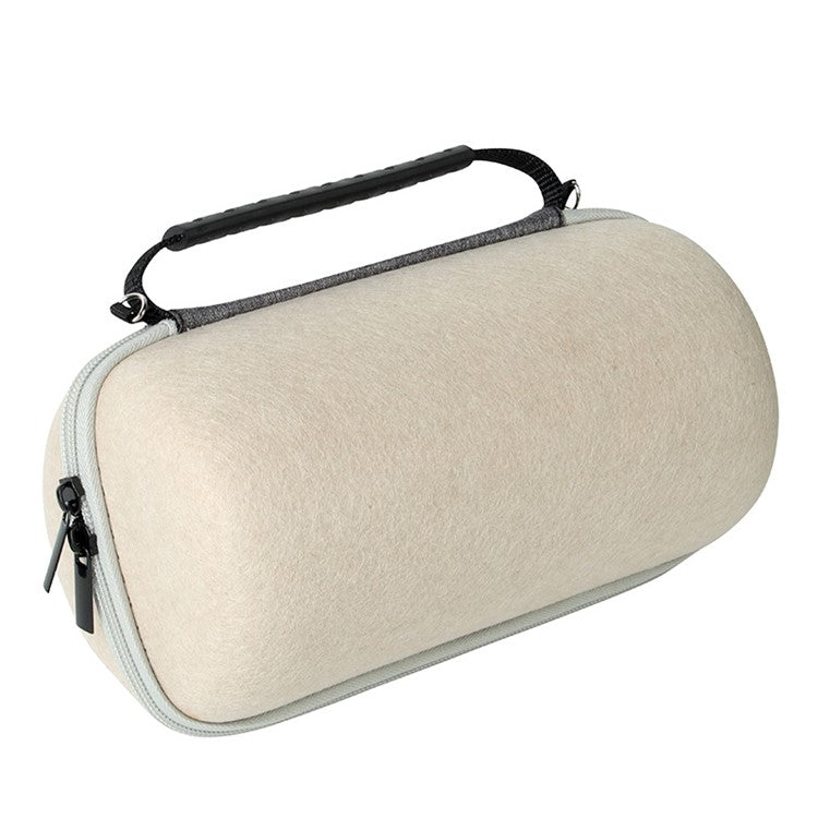 Felt Storage Bag for JBL Pulse 5 Bluetooth Speaker, Shockproof Zipper Carrying Case with Shoulder Strap and Carabiner - Apricot