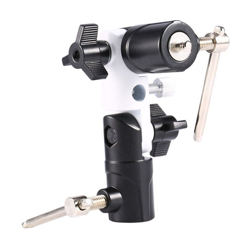 '-3/8" Flash Shoe Swivel Umbrella Holder Light Stand Bracket with Screw Adapters U Type DSLR Camera Accessories - UNIQKART