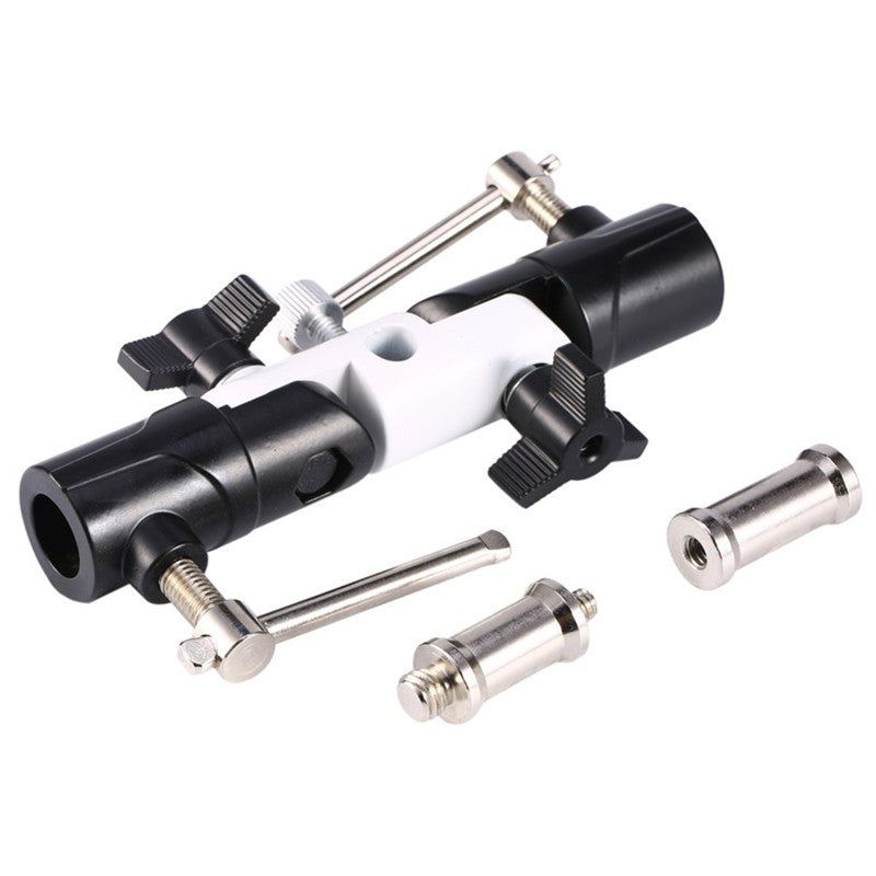 '-3/8" Flash Shoe Swivel Umbrella Holder Light Stand Bracket with Screw Adapters U Type DSLR Camera Accessories - UNIQKART