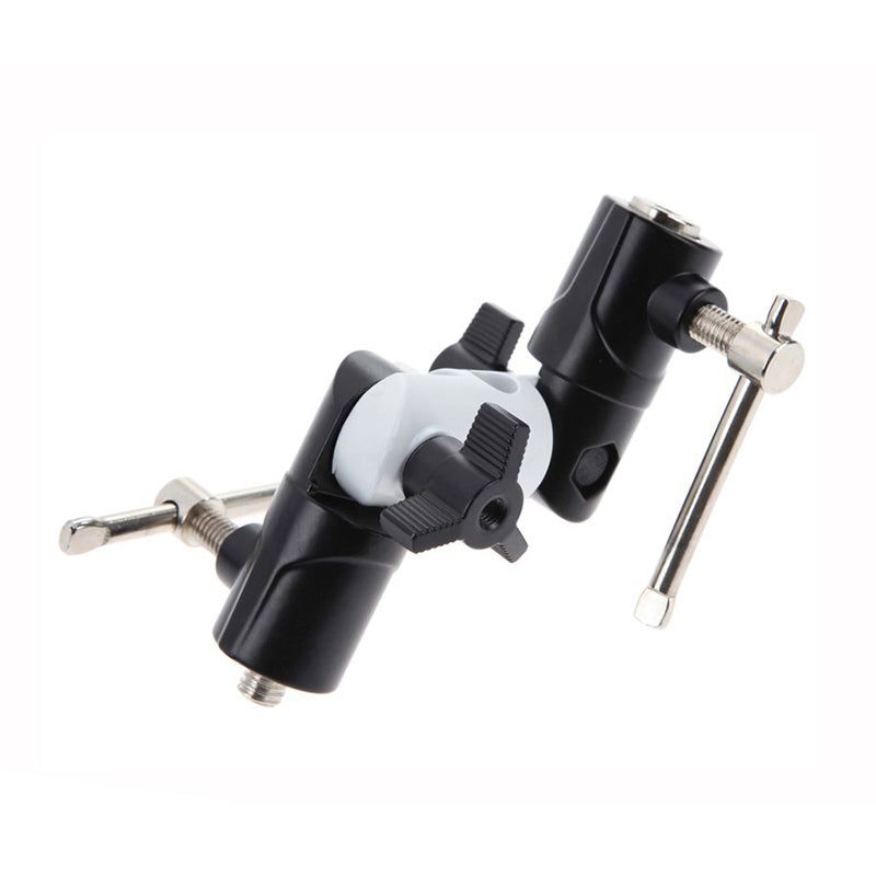 '-3/8" Flash Shoe Swivel Umbrella Holder Light Stand Bracket with Screw Adapters U Type DSLR Camera Accessories - UNIQKART