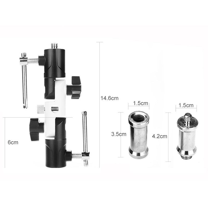'-3/8" Flash Shoe Swivel Umbrella Holder Light Stand Bracket with Screw Adapters U Type DSLR Camera Accessories - UNIQKART