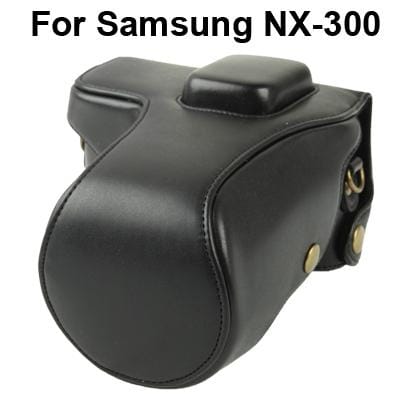 Digital Leather Camera Case Bag with Strap for Samsung NX300 (Black)
