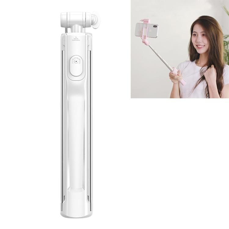 CYKE A19 Multifunction One-piece Wireless Bluetooth Selfie Stick with Single Fill light & Tripod & Remote Control, Maximum Stretching Length: 110cm (White)