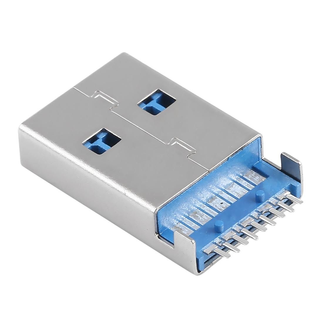 50 PCS Unique Welding Plate 180 Degrees 9 Pin USB 3.0 A Male Jack Plug SMT