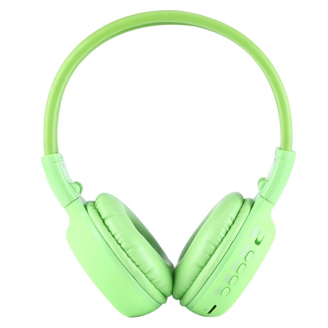 BS-N65 Headband Folding Stereo HiFi Wireless Headphone Headset with LCD Screen & TF Card Slot & LED Indicator Light & FM Function (Green)