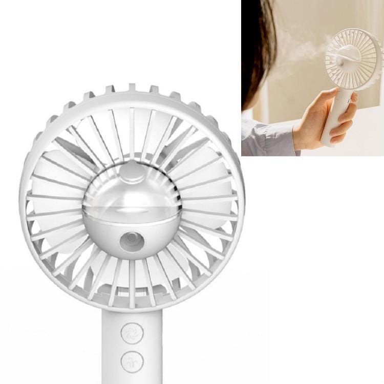 USB Charging Portable Handheld Spray Cooling Mute Fan Moisture Meter (White)