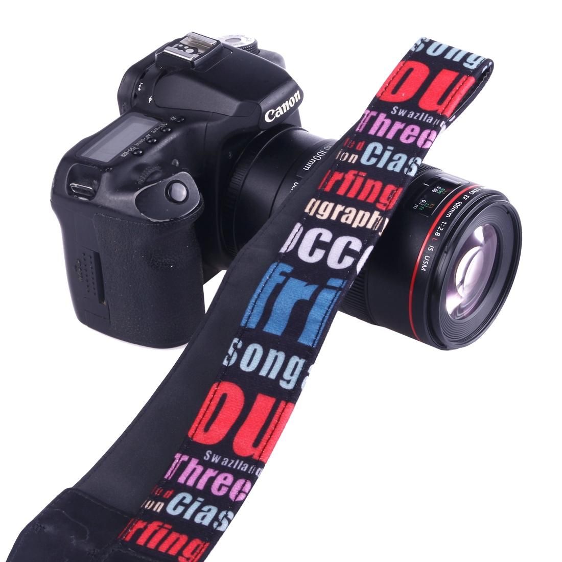LYNCA LH-02 British Style Series Red Blue English Words Universal Genuine Leather Shoulder Neck Strap Camera Strap for Nikon / Canon / Sony / Panasonic / SLR DSLR ILDC (Style5)