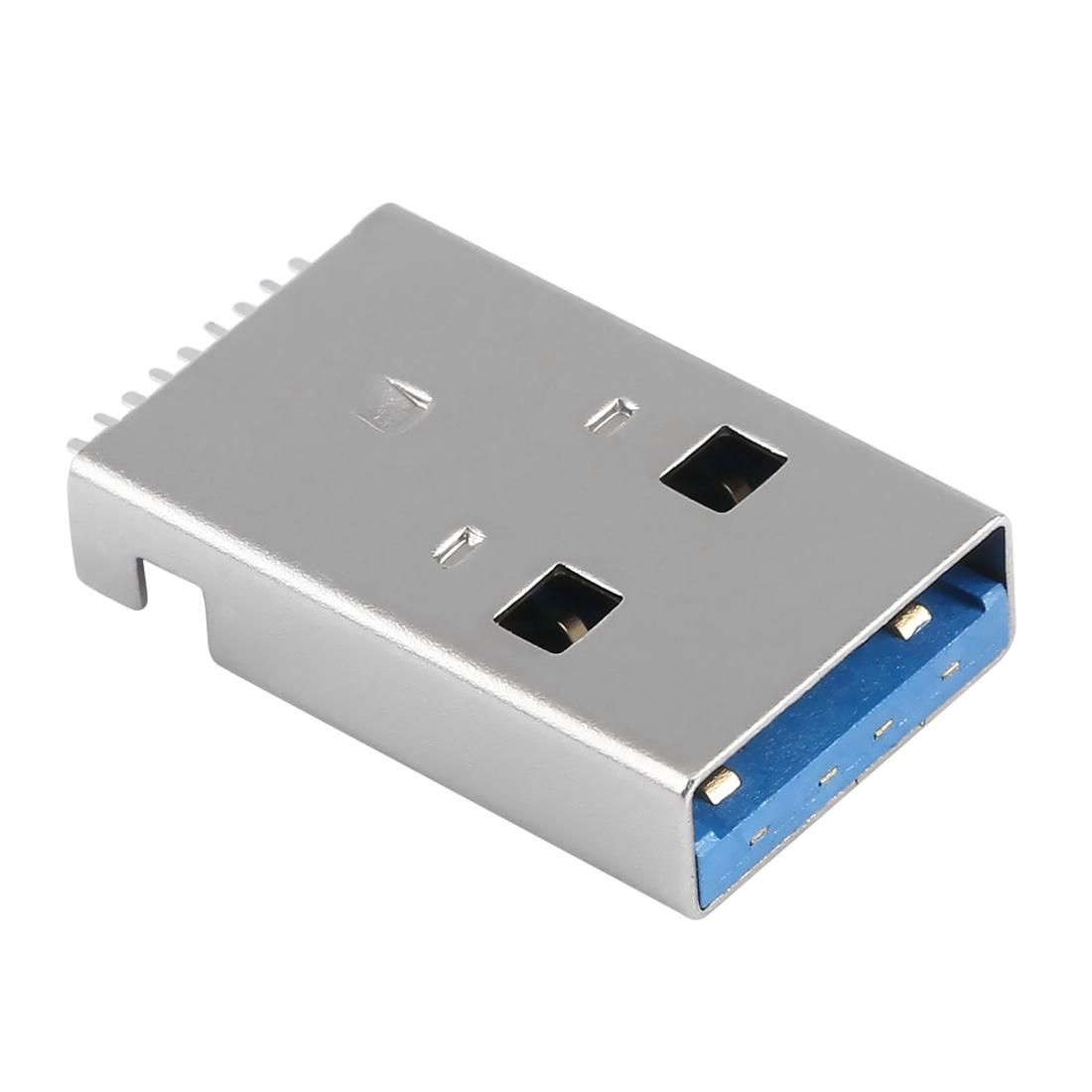 50 PCS Unique Welding Plate 180 Degrees 9 Pin USB 3.0 A Male Jack Plug SMT