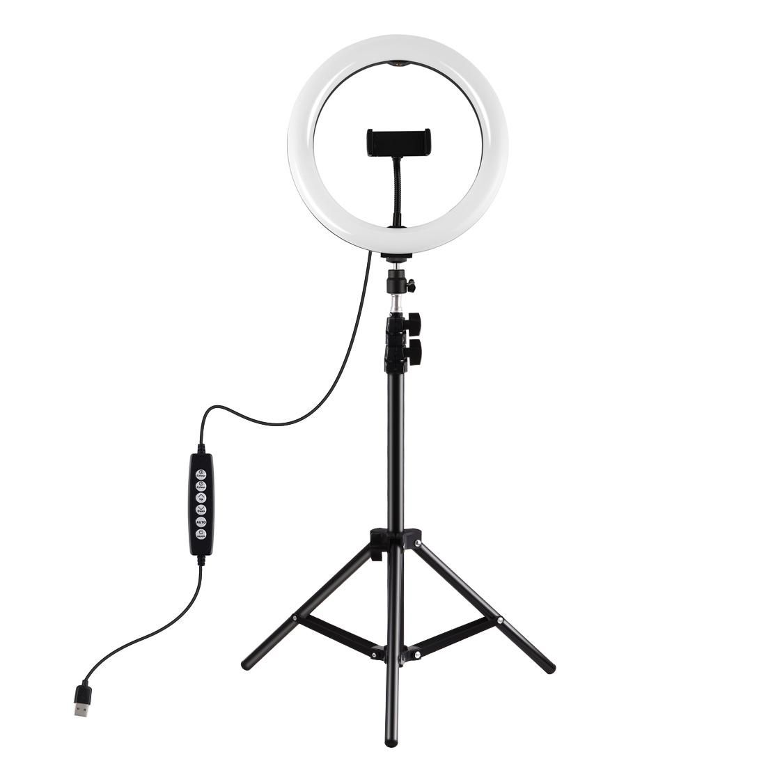 PULUZ 1.1m Tripod Mount + 10 inch 26cm RGBW LED Ring Vlogging Video Light Live Broadcast Kits with Cold Shoe Tripod Ball Head & Phone Clamp