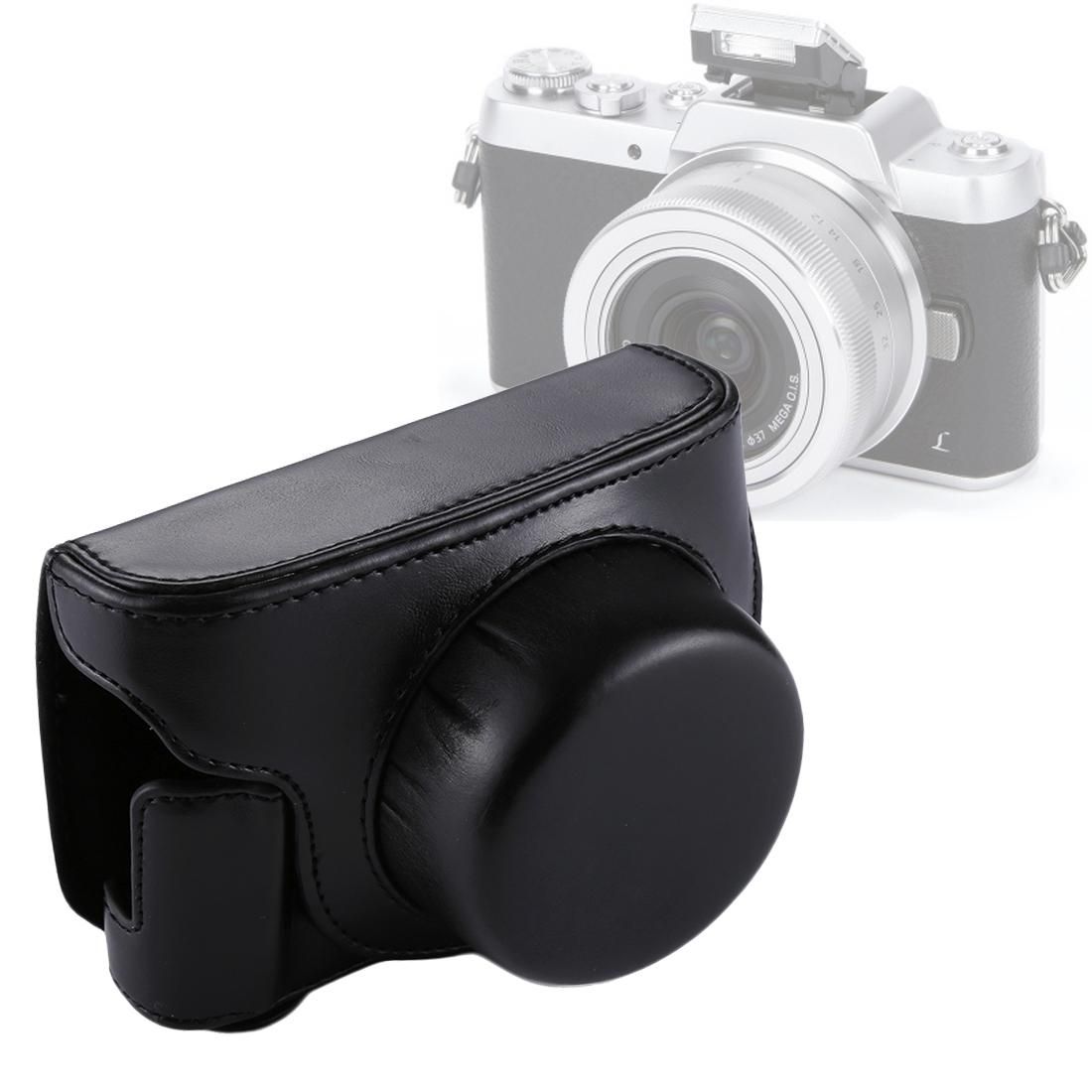 Full Body Camera PU Leather Camera Case Bag with Strap for Panasonic Lumix GF7 / GF8 / GF9 (Black)