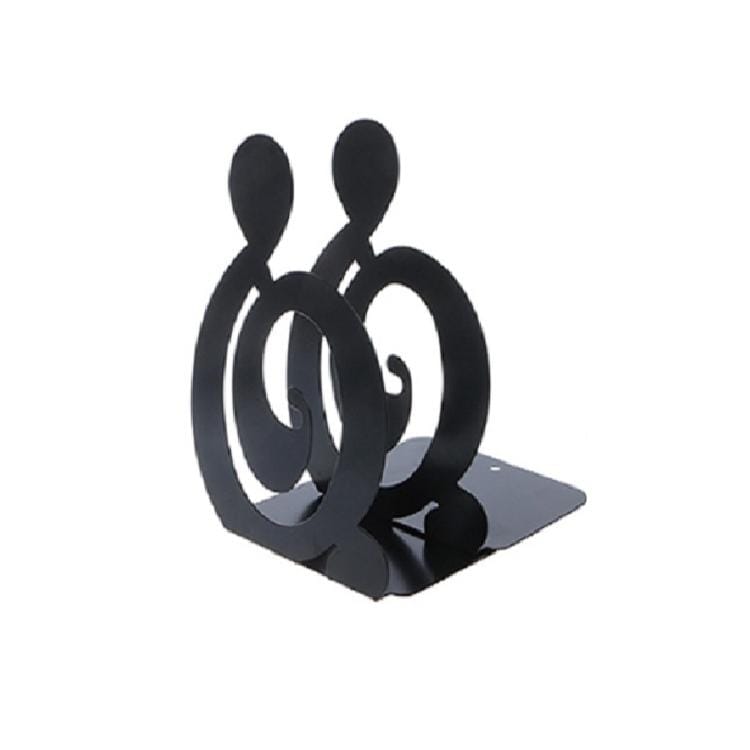 2 PCS Musical Note Metal Bookends Iron Support Holder Desk Stands For Books (Black Treble)