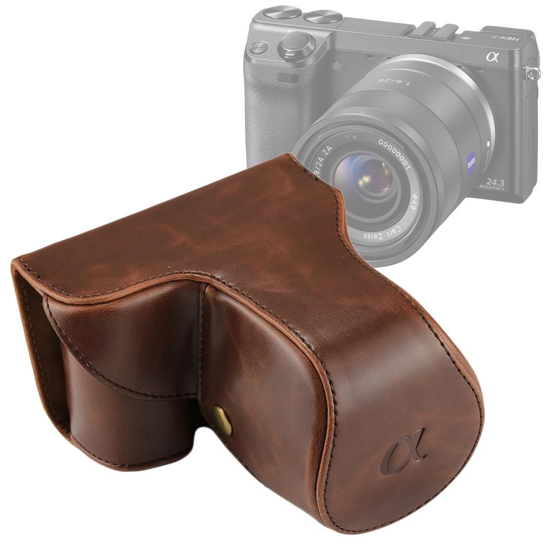 Full Body Camera PU Leather Case Bag with Strap for Sony NEX 7 / F3 (Coffee)