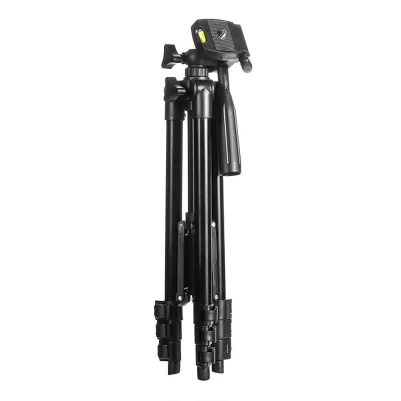 3120 Live Broadcast Tripod 4-Section Folding Legs Aluminum Alloy Tripod Mount with U-Shape Three-Dimensional Tripod Head for DSLR & Digital Camera, Adjustable Height: 34-103cm (Black)