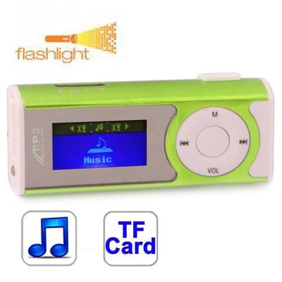 TF Card Slot MP3 Player with LCD Screen, Speaker, Clip, Support Flashlight function (LightGreen)