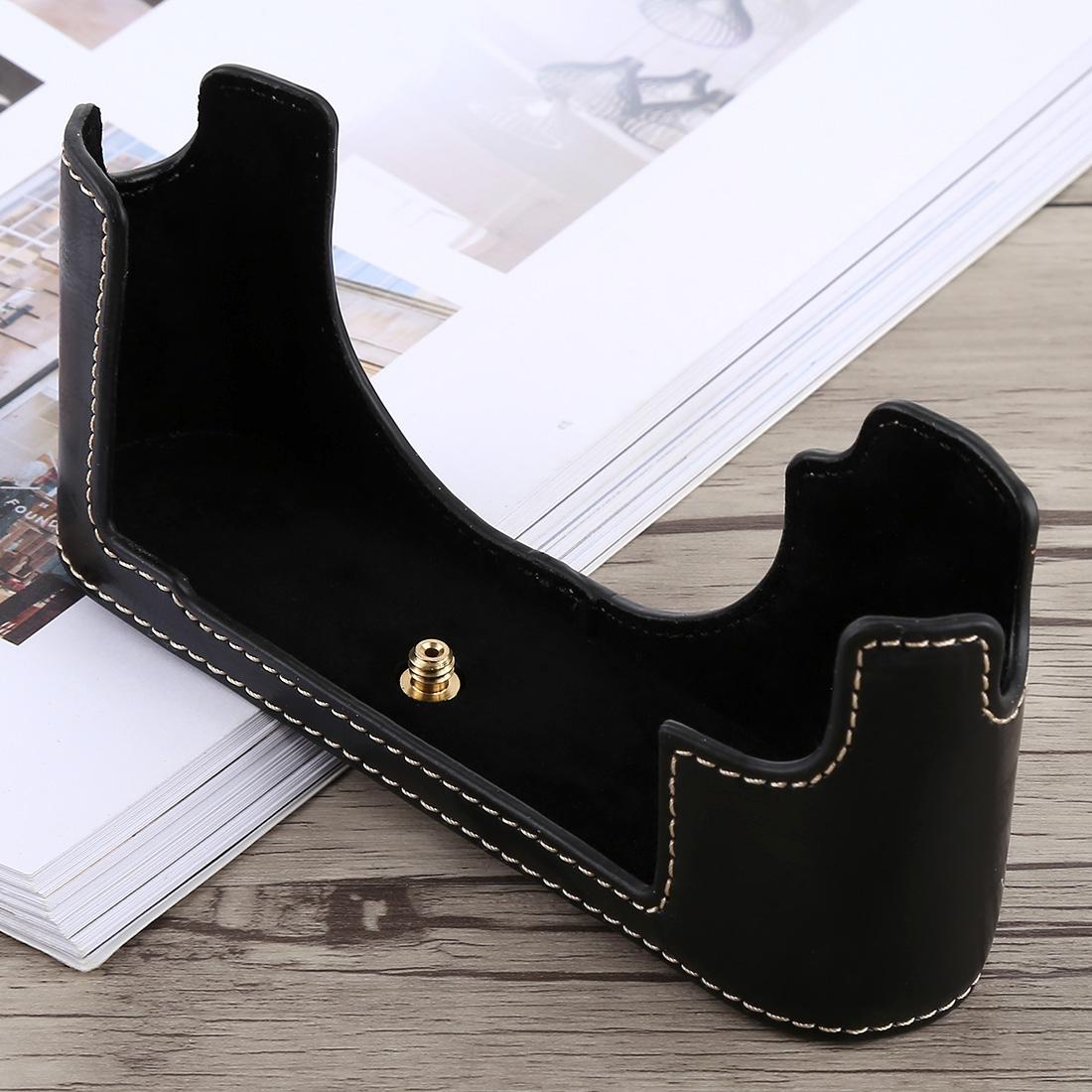 1/4 inch Thread PU Leather Camera Half Case Base for Leica M10 (Coffee)