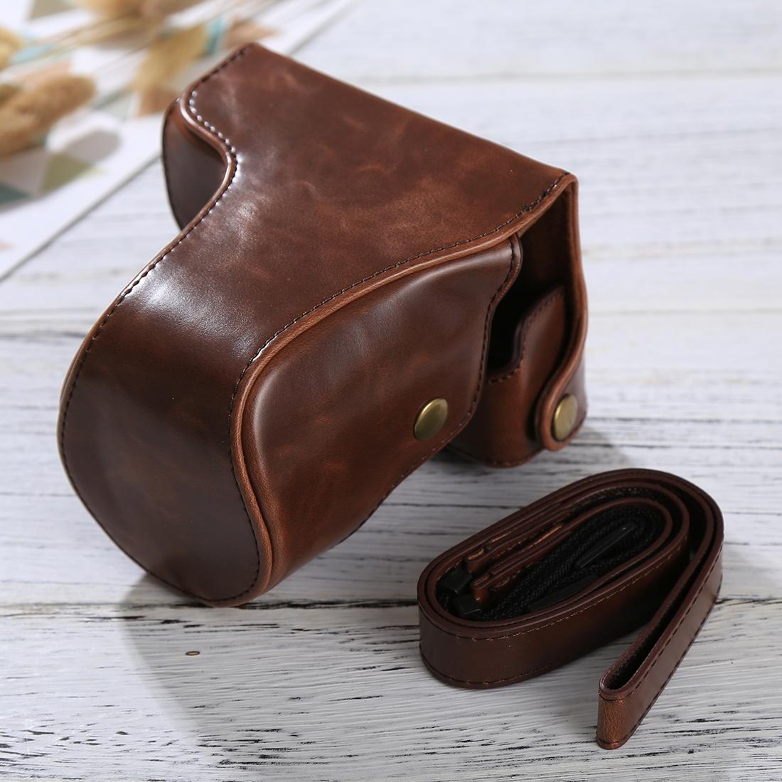 Full Body Camera PU Leather Case Bag with Strap for Panasonic Lumix DMC-GF6 (Coffee)