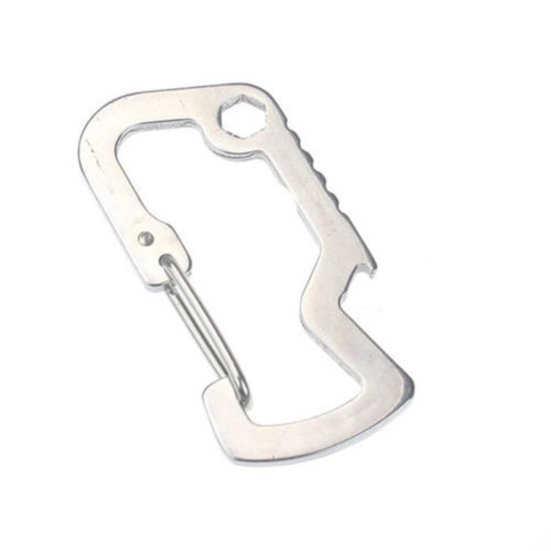Survival Multi Tools Carabiner Key Chain Keyring Travel Bottle Opener