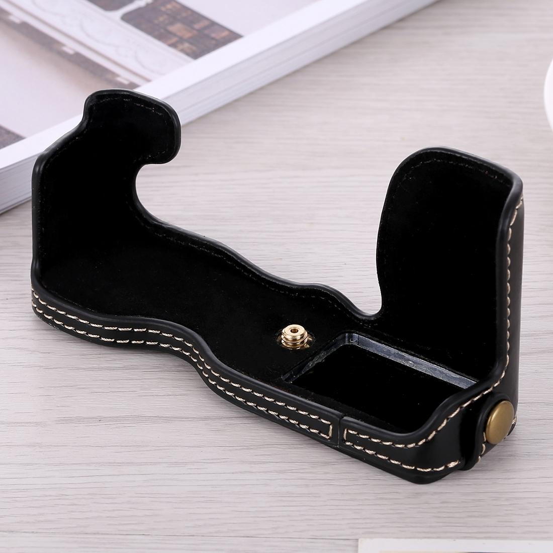 1/4 inch Thread PU Leather Camera Half Case Base for FUJIFILM X-A5 / X-A20 (Black)