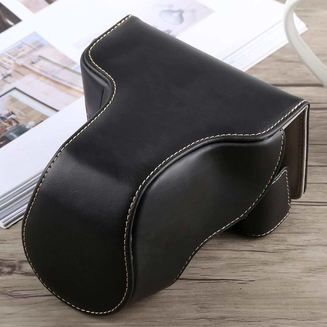 Full Body Camera PU Leather Case Bag with Strap for Fujifilm X-A5 (Brown)