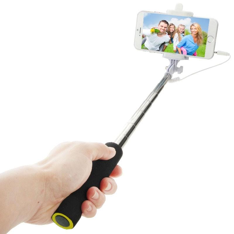 GoShot Photo Pole Selfie Stick Monopod Extendable Handheld Holder with 3.5mm Audio Cable, Max Length: 88cm (Red)