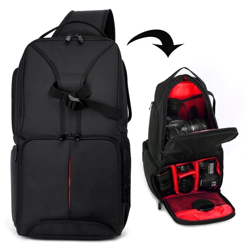 HUWANG Waterproof Shoulder Backpack Padded Shockproof Camera Case Bag for Nikon (Red)