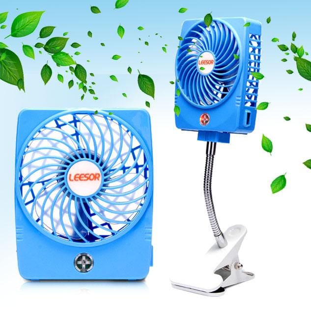 Y-FAN F-97 Portable Rechargeable USB Mini Desktop Fan with Flexible Tube Clip Holder (Blue)