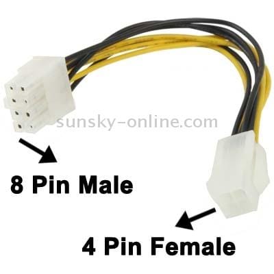 8 Pin Male to 4 Pin Female Power Cable, Length: 18.5cm