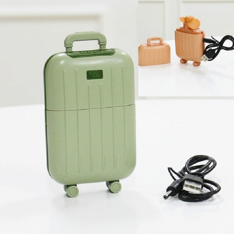 Luggage Model Mini Rechargeable Fan Handheld Soft Leaf Summer Cool Electric Fan (Green)