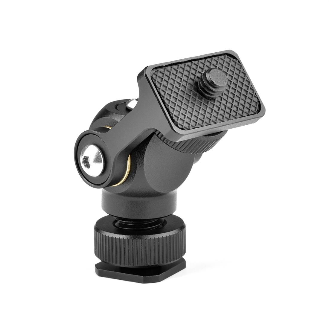 YELANGU 180 Degree Swing Mini Tripod Ball Head Bracket Cold Shoe Mount 1/4 inch Screw Adapter (Black)