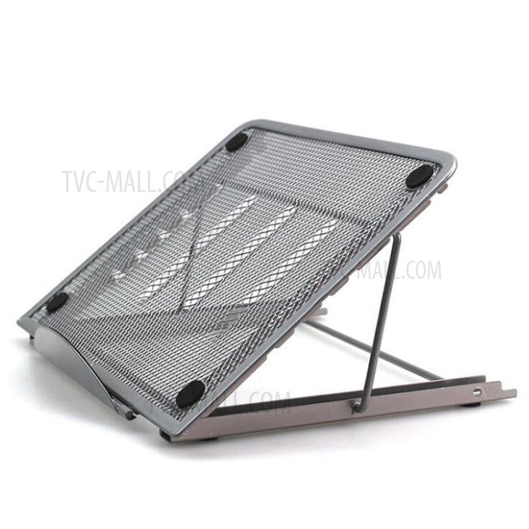 Adjustable Laptop Computer Bracket Mesh Holder Stand Base - Grey