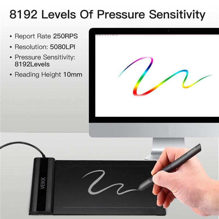 VEIKK S640 English Digital Drawing Tablet Sketchpad Electronic Drawing Board with Battery-free Stylus