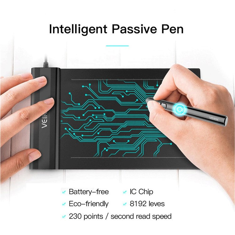 VEIKK S640 English Digital Drawing Tablet Sketchpad Electronic Drawing Board with Battery-free Stylus