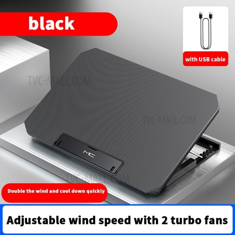 17" Laptop Cooler Computer Cooling Pad Height Adjustable Notebook Cooling Stand - Black