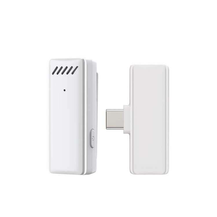 S10 AI Intelligent Noise Reduction Clip-on Microphone 2.4GHz Wireless Lavalier Lapel Microphone for Live Steam Radio - White / Type-C