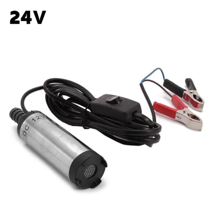 38mm Fuel Transfer Pump Portable Stainless Steel Oil Diesel Fuel Transfer Water Pump - with Clamp / 24V