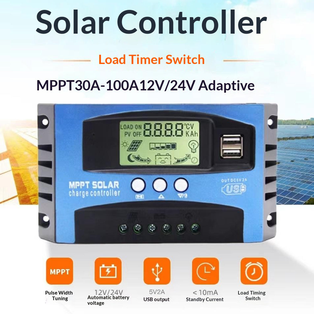 MPPT Solar Charge Controller LCD Display 12V / 24V Solar Panel Charger Regulator - 40A