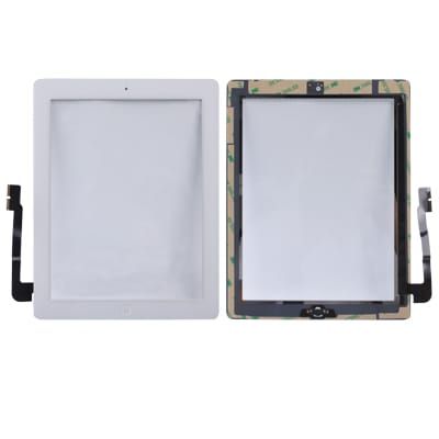(Controller Button + Home Key Button PCB Membrane Flex Cable + Touch Panel Installation Adhesive) Touch Panel for New iPad (iPad 3)(White) - UNIQKART