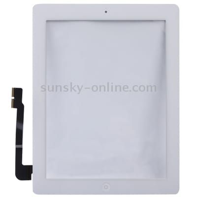 (Controller Button + Home Key Button PCB Membrane Flex Cable + Touch Panel Installation Adhesive) Touch Panel for New iPad (iPad 3)(White) - UNIQKART