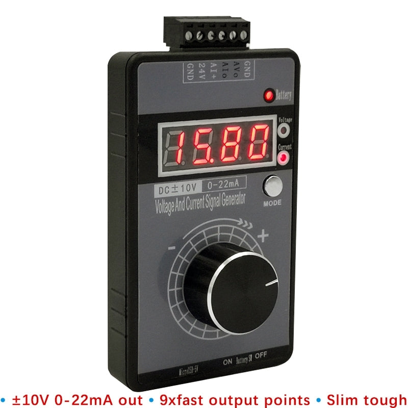 4-20mA 0-10V Signal Generator Adjustable Voltage Current Simulator, Built-in Battery (Black)