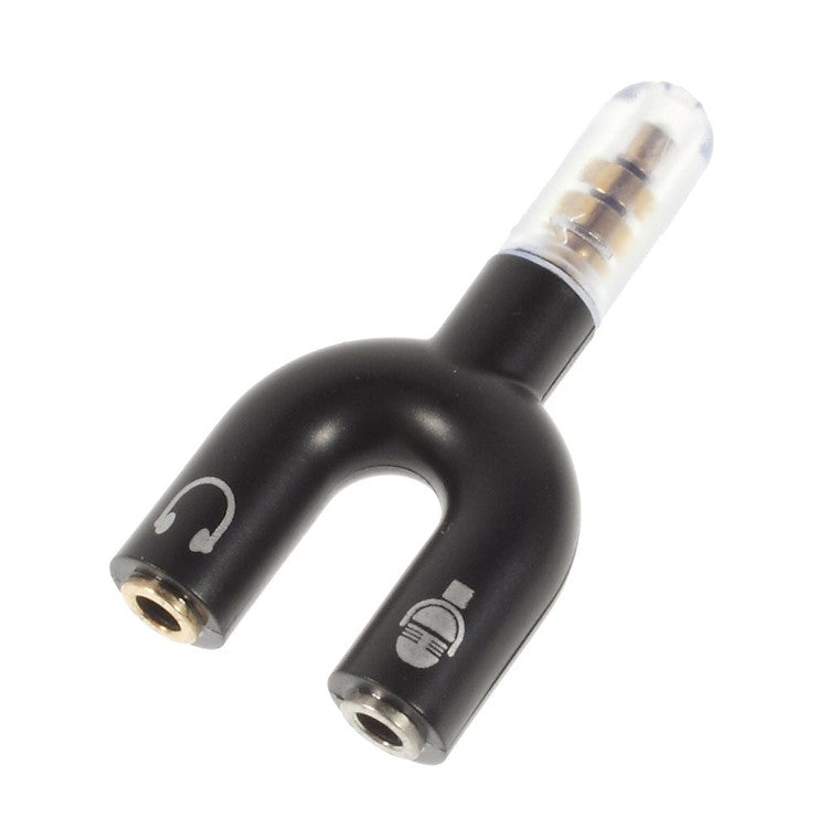 Audio Adapter 3.5mm 4pin Male to Dual 3.5mm 3pin Female Earphone & Microphone - Black