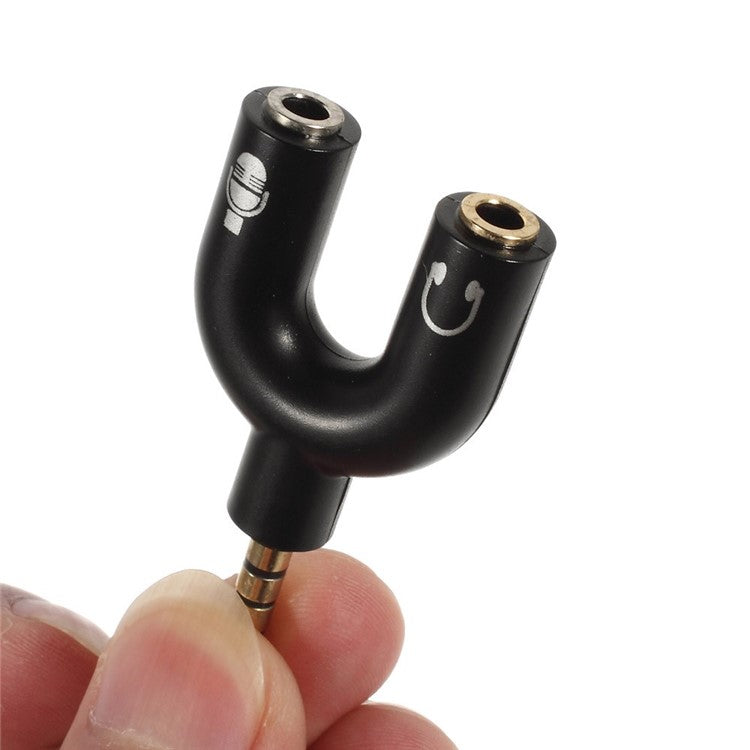 Audio Adapter 3.5mm 4pin Male to Dual 3.5mm 3pin Female Earphone & Microphone - Black