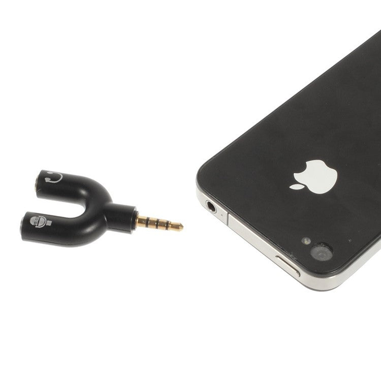 Audio Adapter 3.5mm 4pin Male to Dual 3.5mm 3pin Female Earphone & Microphone - Black