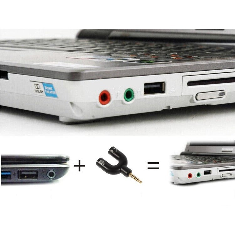 Audio Adapter 3.5mm 4pin Male to Dual 3.5mm 3pin Female Earphone & Microphone - Black