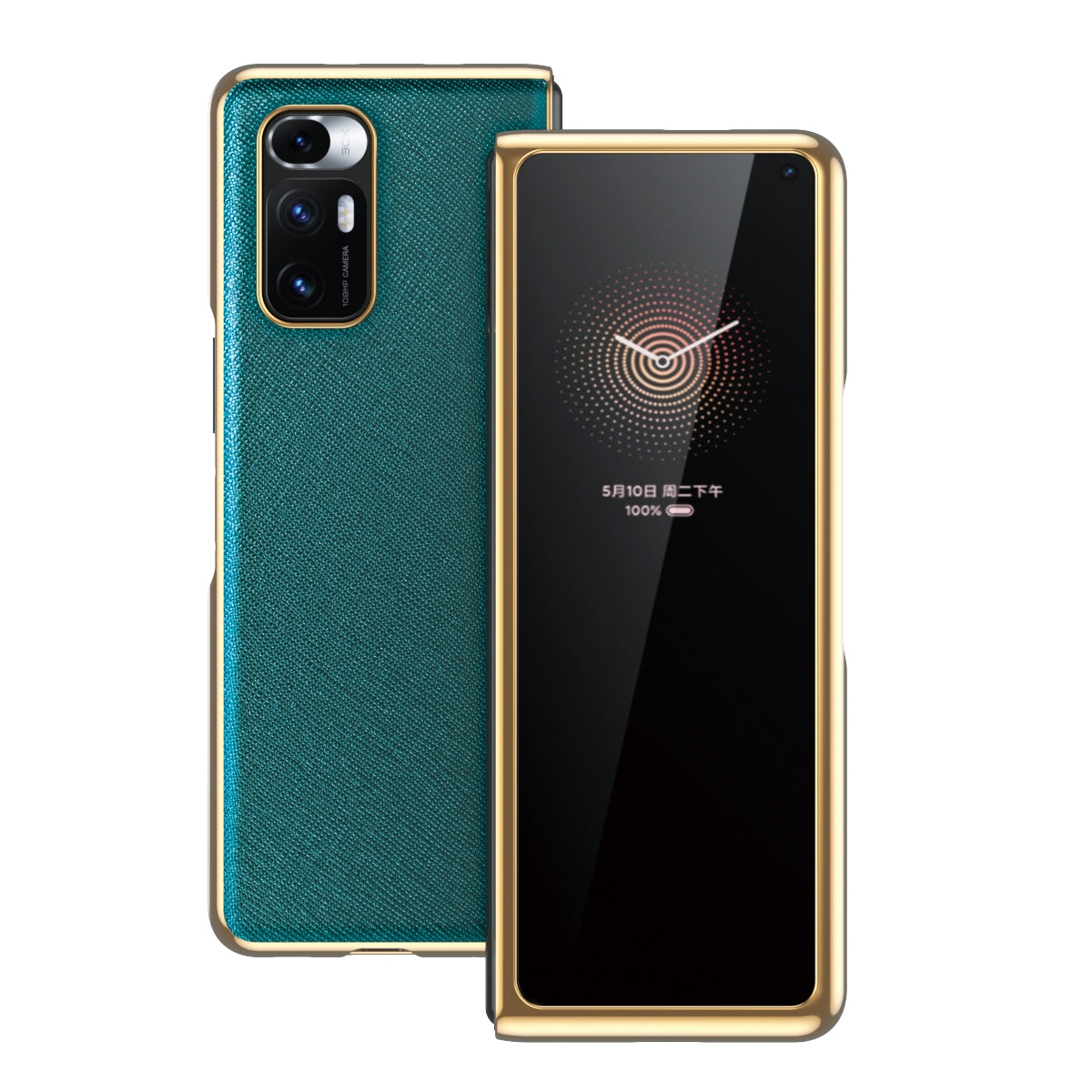 For Xiaomi Mi Mix Fold Electroplated Leather Texture Protective Case(Dark Green)