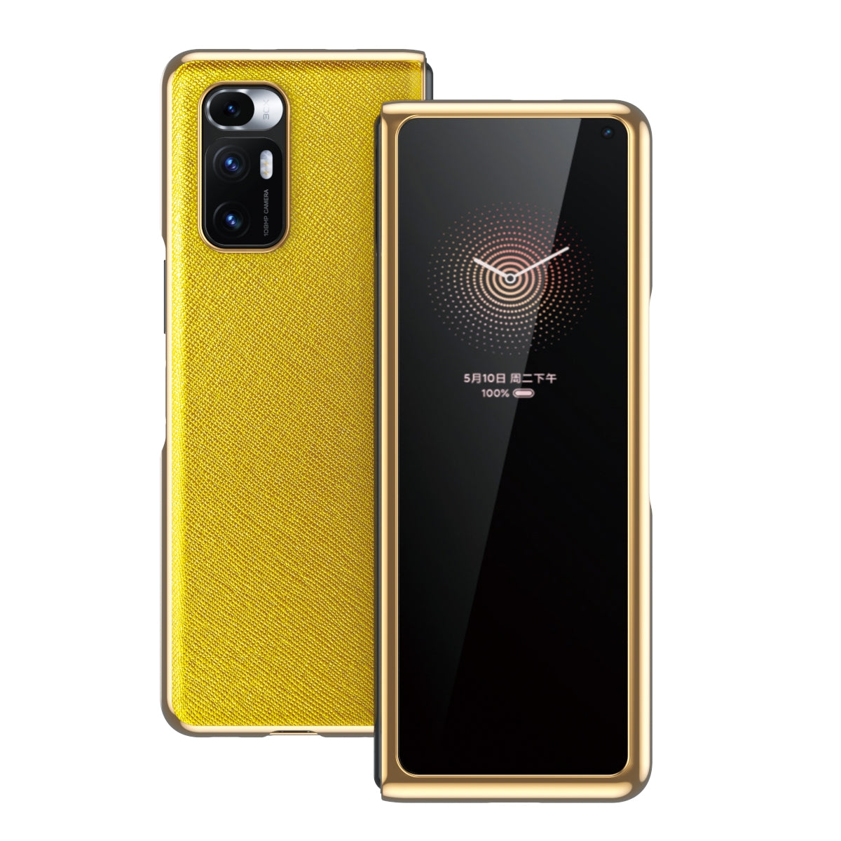 For Xiaomi Mi Mix Fold Electroplated Leather Texture Protective Case(Yellow)